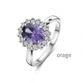 Ring in zilver met paarse steen en zirconia van het merk Orage 