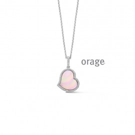 Ketting in zilver met hartje parelmoer en zironia 