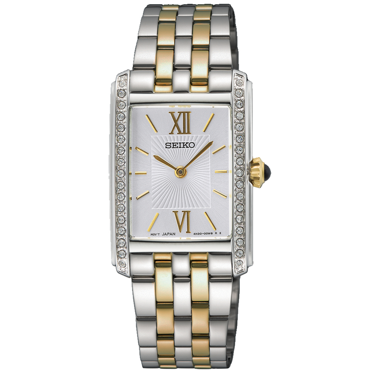 Dit is een dameshorloge van het merk Seiko. Het is een analoog horloge gemaakt van staal. De diameter van de kast is 22.7 mm en de kast is 7.18 mm dik.
De verdere specificaties van het horloge zijn als volgt:
Kastvorm: tonneau
Kastkleur: tweekleurig
Kastmateriaal: staal
Bandbreedte: 16 mm
Bandlengte: 212.7 mm
Sluiting: vouwsluiting met drukker
Wijzerplaatkleur: wit
Glassoort: hardlex mineraal glas
Techniek: quartz