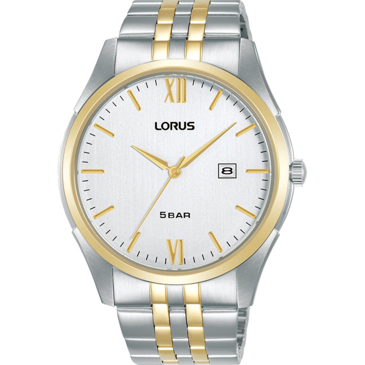 Dit is een herenhorloge van het merk Lorus. Het is een analoog horloge gemaakt van bicolour. De diameter van de kast is 42 mm en de kast is 10.1 mm dik.
De verdere specificaties van het horloge zijn als volgt:
Kastvorm: rond
Kastkleur: tweekleurig
Kastmateriaal: bicolour
Bandbreedte: 22 mm
Bandlengte: 255 mm
Sluiting: vouwsluiting met drukker
Wijzerplaatkleur: wit
Glassoort: hardlex mineraal glas
Waterdichtheid: 5 ATM
Techniek: quartz