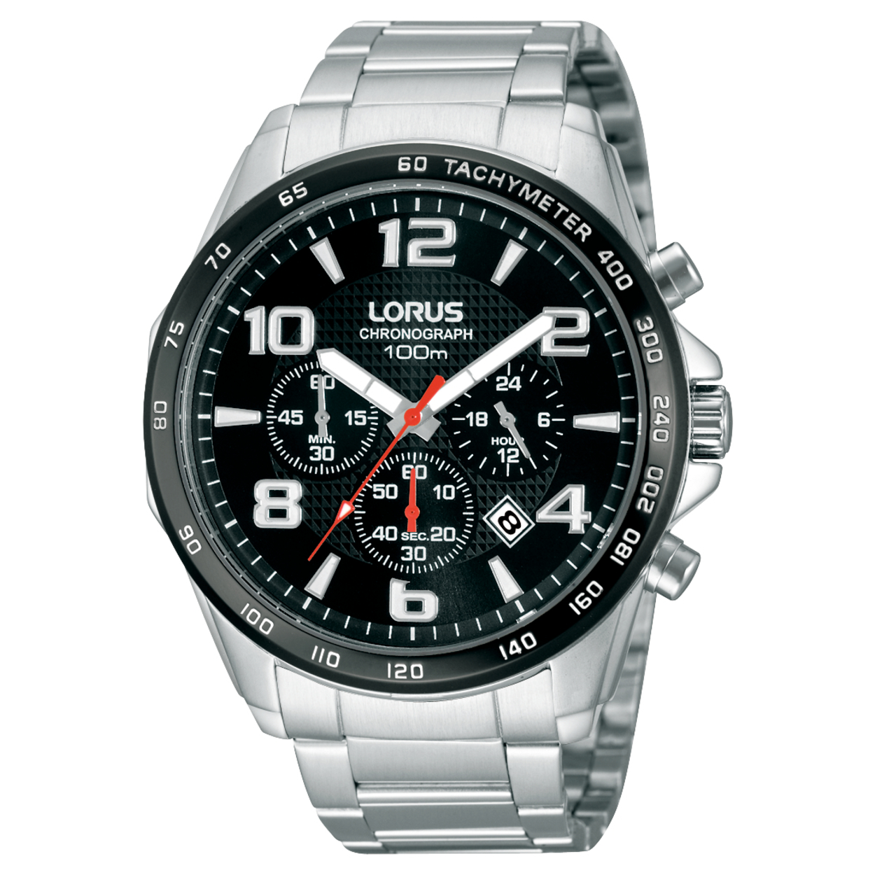 Dit is een herenhorloge van het merk Lorus. Het is een chronograaf horloge gemaakt van staal. De diameter van de kast is 44 mm en de kast is 12 mm dik.
De verdere specificaties van het horloge zijn als volgt:
Kastvorm: rond
Kastkleur: zilverkleurig
Kastmateriaal: staal
Bandbreedte: 20 mm
Bandlengte: 269 mm
Sluiting: vouwsluiting met drukker
Wijzerplaatkleur: zwart
Glassoort: hardlex mineraal glas
Waterdichtheid: 10 ATM
Techniek: quartz