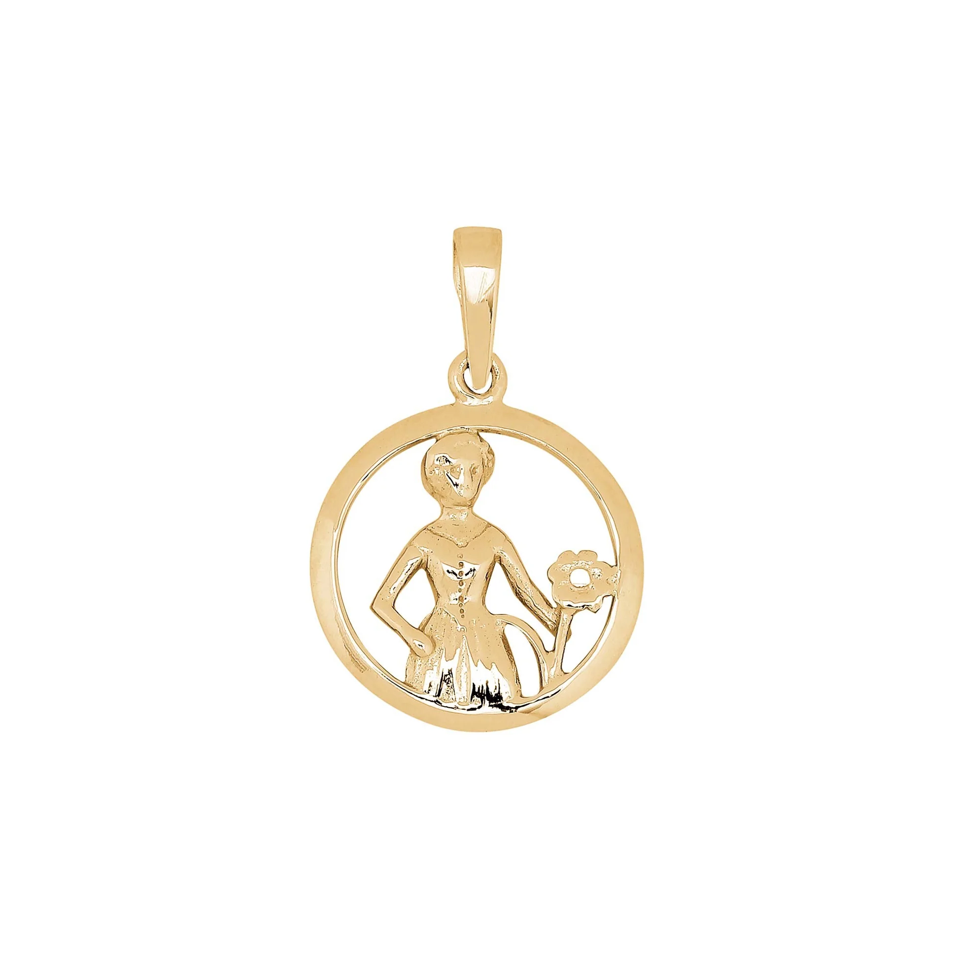 Der Siersb&oslash;l 8kt. Anh&auml;nger Jungfrau 12mm, ist ein hochwertiger Schmuckanh&auml;nger aus 8 Karat Gold. Tragen Sie ihn an einer eleganten Kette in Ihrer bevorzugten L&auml;nge, um Ihrem Outfit einen Hauch von Eleganz zu verleihen. Perfekt f&uuml;r Alltag und besondere Anl&auml;sse.