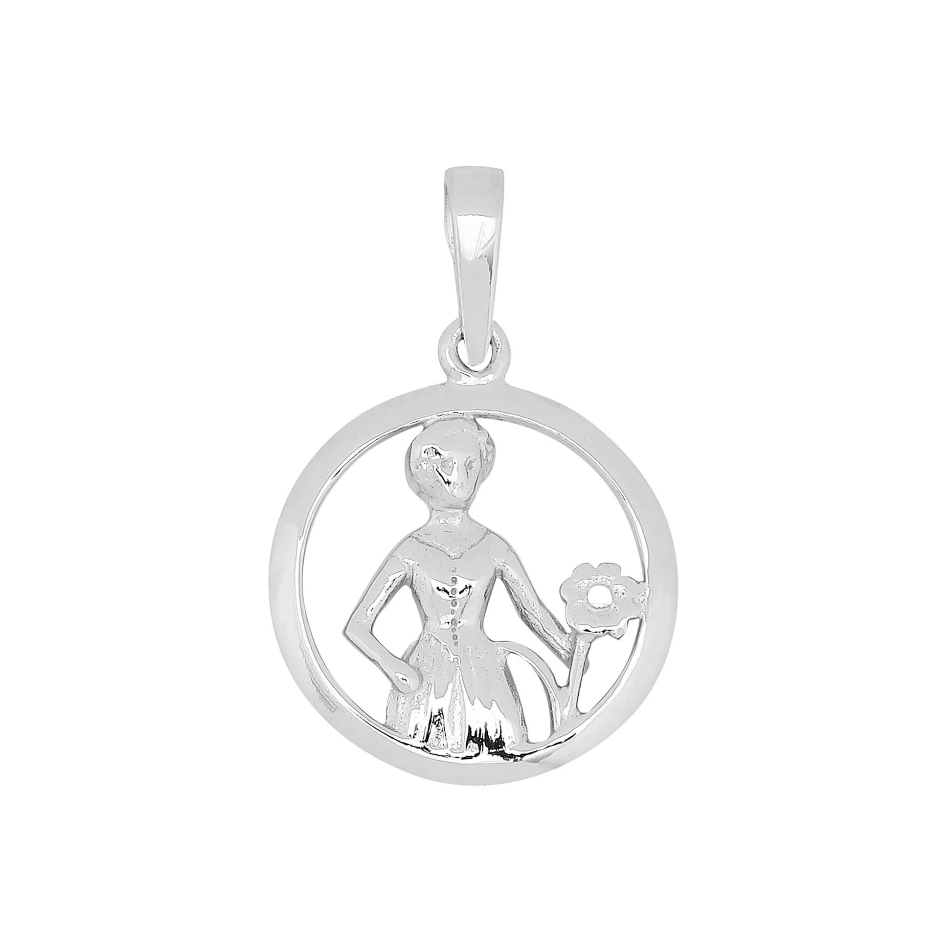 Der Silberanh&auml;nger Jungfrau 15mm, ist ein stilvolles Schmuckst&uuml;ck. Tragen Sie diesen eleganten Anh&auml;nger an einer feinen Silberkette, um Ihrem Outfit eine pers&ouml;nliche Note zu verleihen. Ideal f&uuml;r astrologiebegeisterte Sch&uuml;tzen oder als besonderes Geschenk f&uuml;r geliebte Menschen. Perfekt f&uuml;r den t&auml;glichen Gebrauch.