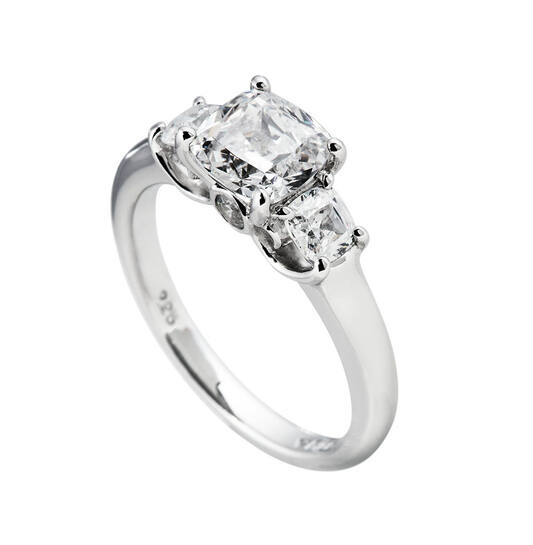 Gerhodineerd Sterling Zilveren ring met DF Zirkonia