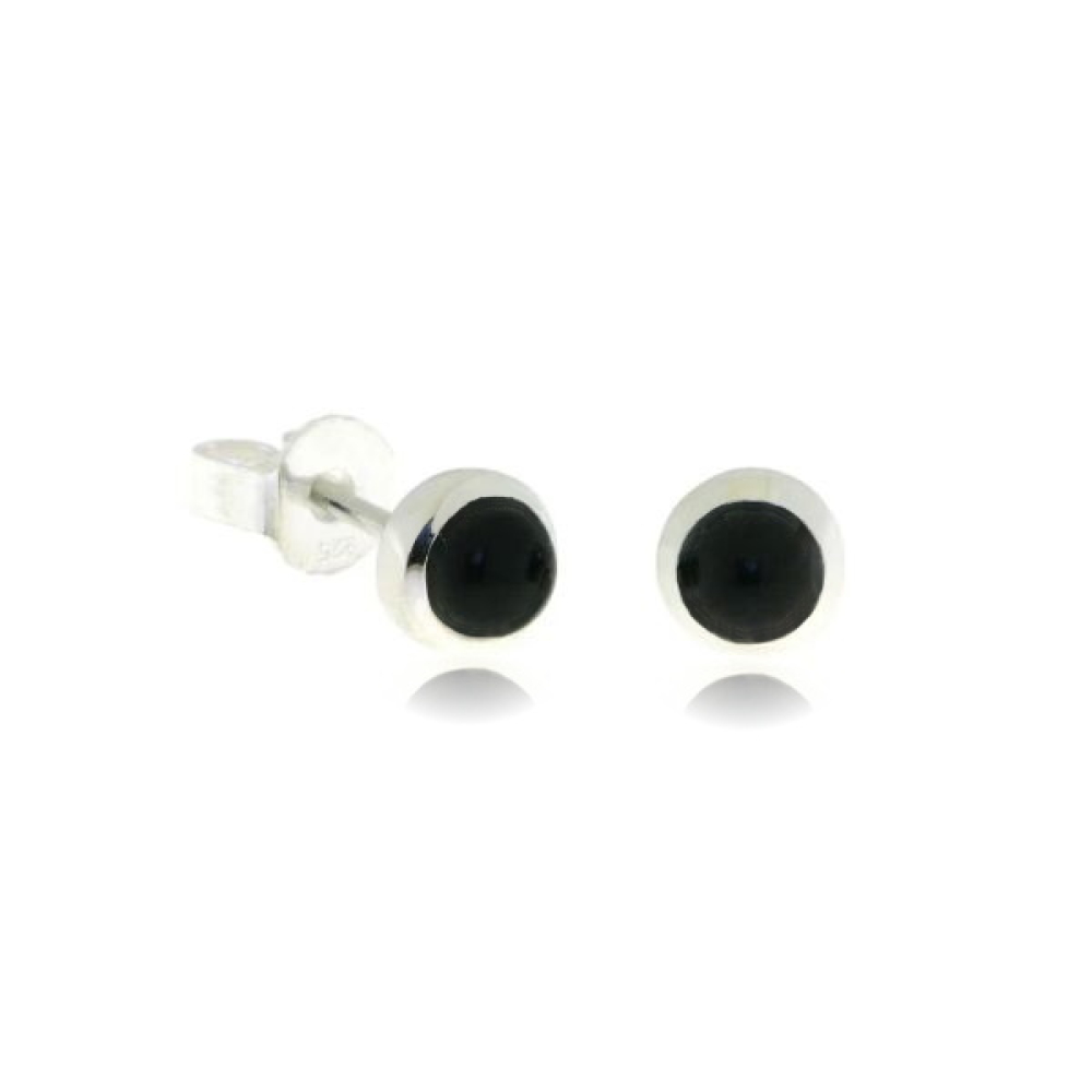 Sterling Zilveren Oorstekers met cabochon geslepen onyx