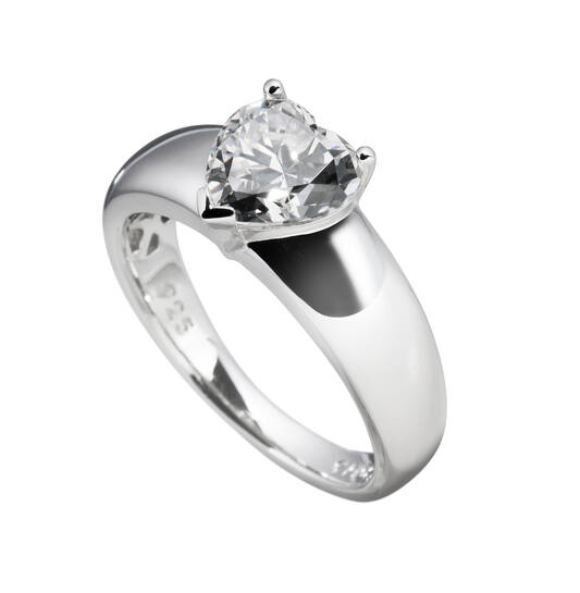 Sterling Zilveren Ring met Hart Geslepen Zirkonia