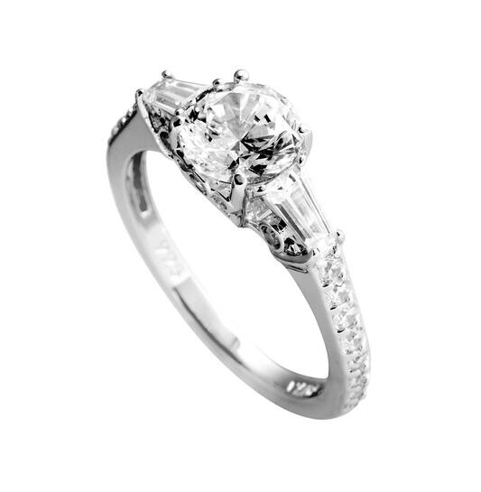 Gerhodineerd Sterling Zilveren Ring met facet geslepen Zirkonia