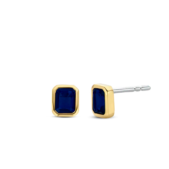 Ti Sento oorstekers met verguld zetkastje en blauwe steen 