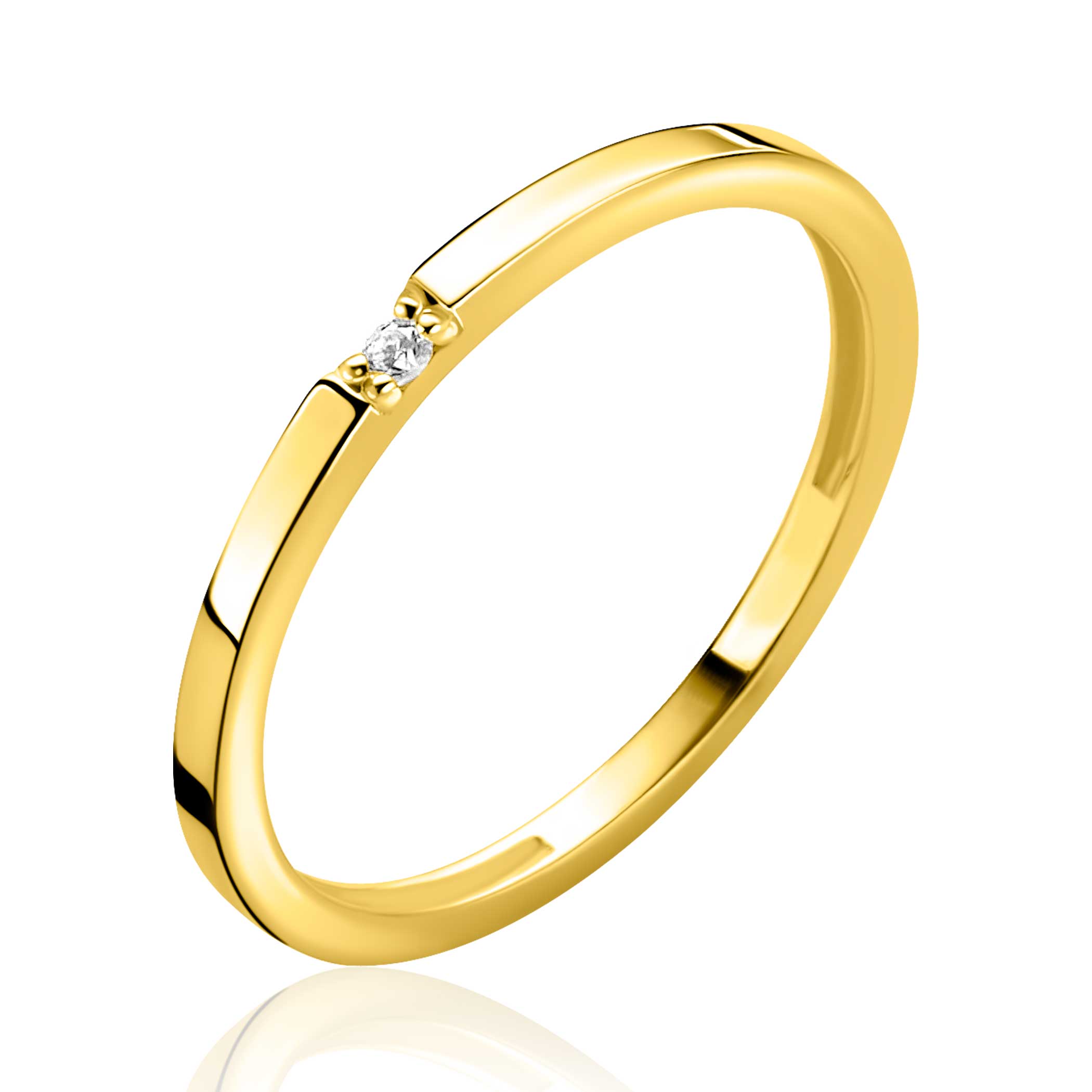 14k goud rijring met zirconia