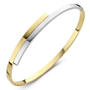 Fjory - Bicolor Geel/witgouden slaven armband met zilveren kern 61x3mm - 41-A376103