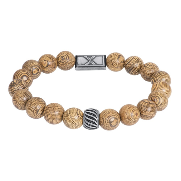 De iXXXi Men armband Pitt is een bruinkleurige kralen armband met een antiekkleurig stainless steel detail.Maat M 