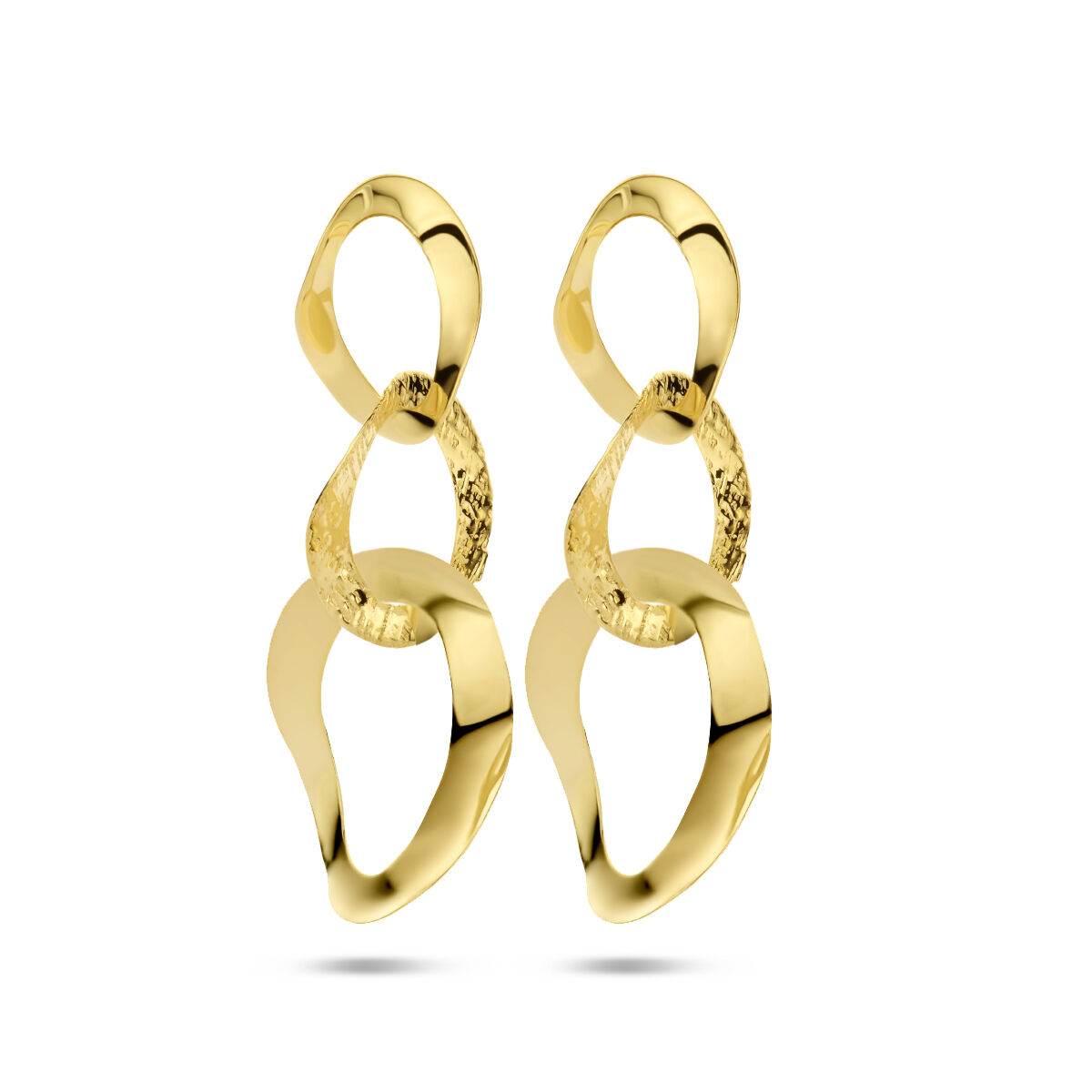 Zilver vergulde oorhangers ovaaltjes poli/mat 1 micron