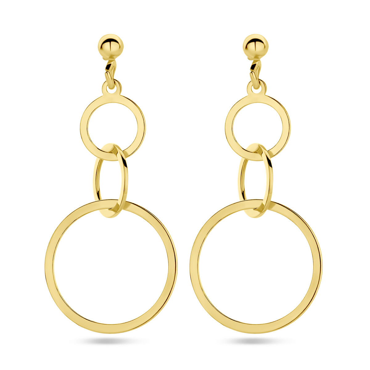 Zilver vergulde oorhangers cirkels 1 micron