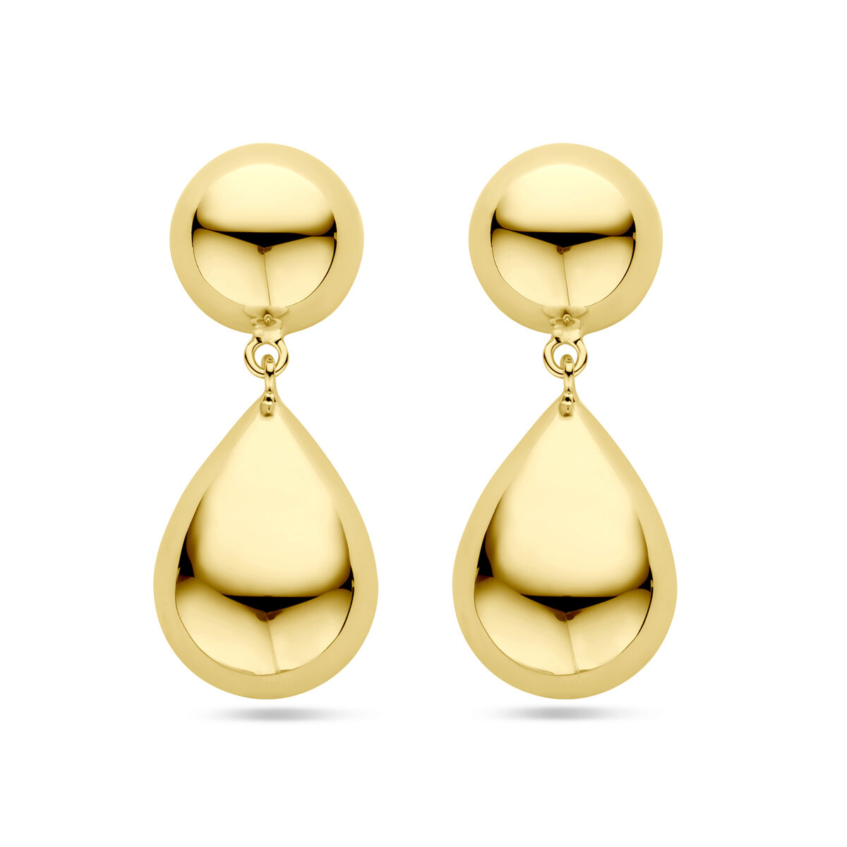 Zilver vergulde oorhangers half bol en druppel 40 mm 1 micron