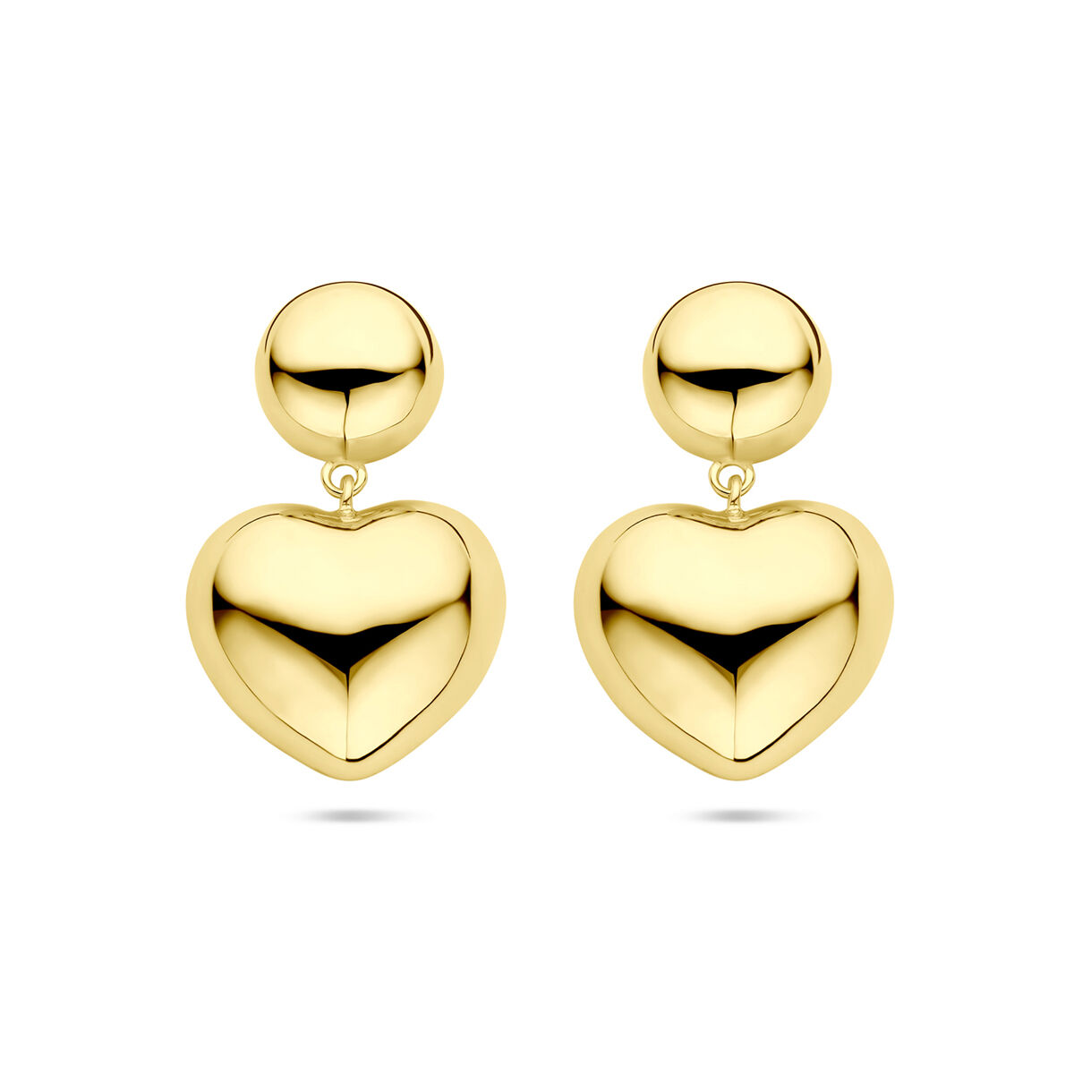 Zilver vergulde oorhangers hartjes 32 mm 1 micron