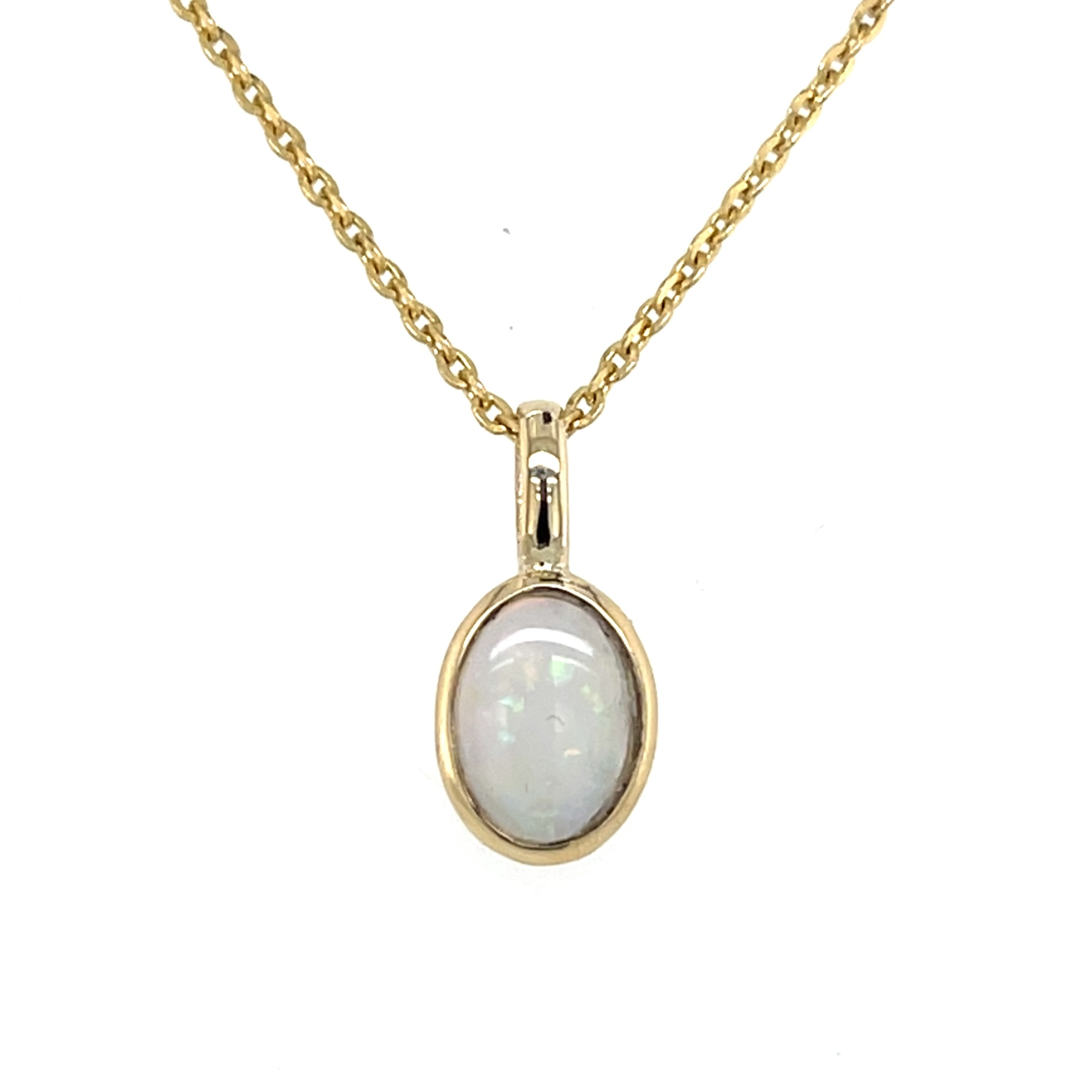 14kt gouden hanger met ovale Australische opaal van 5x7mm