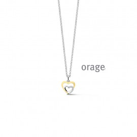 Ketting hart bicolor 925 rh CZ (V/14)