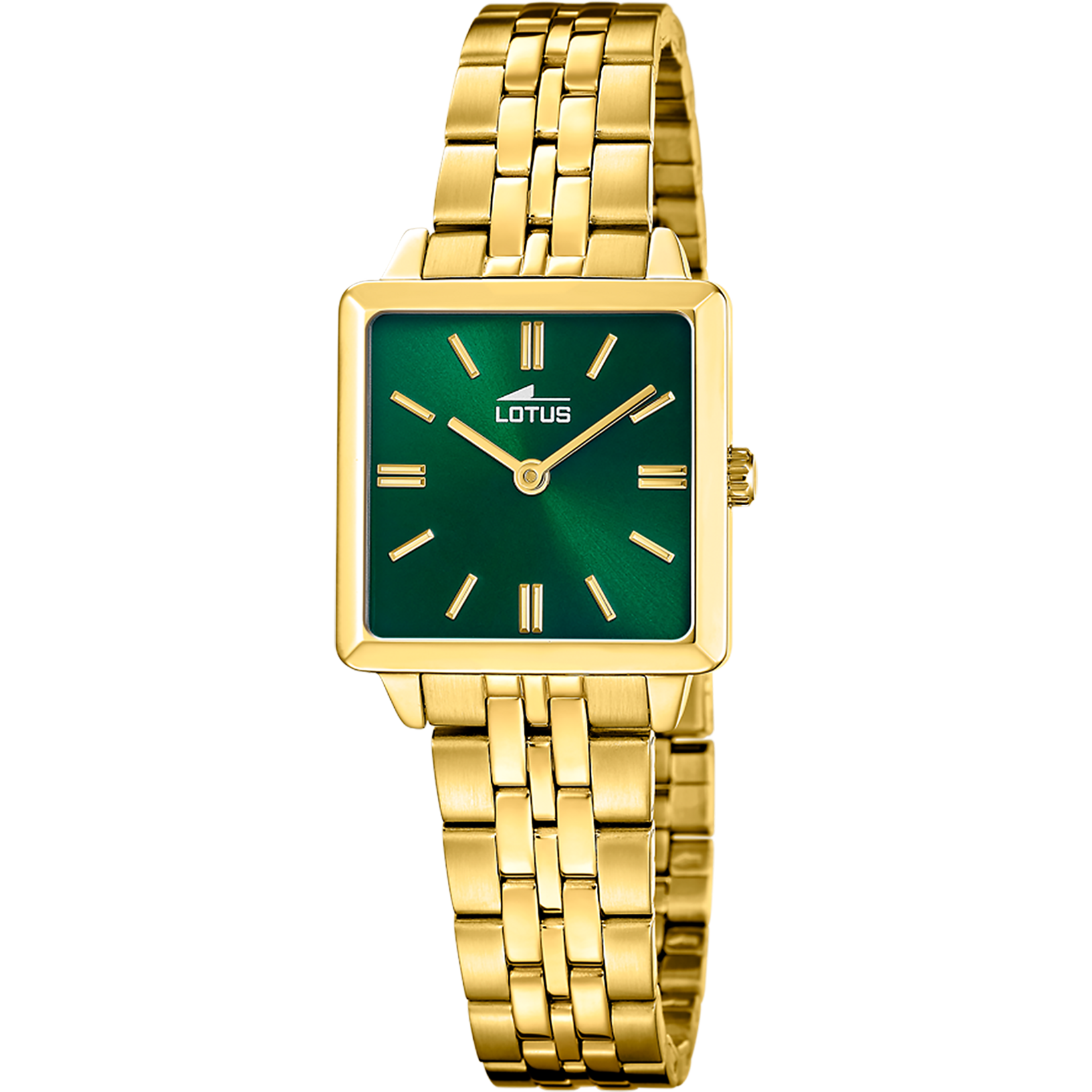 De Lotus 2Gether 19011/3 presenteert een elegante groene wijzerplaat in een vierkante roestvrijstalen kast. In geschenkdoos met armband &ndash; een stijlvol gebaar vol persoonlijkheid.