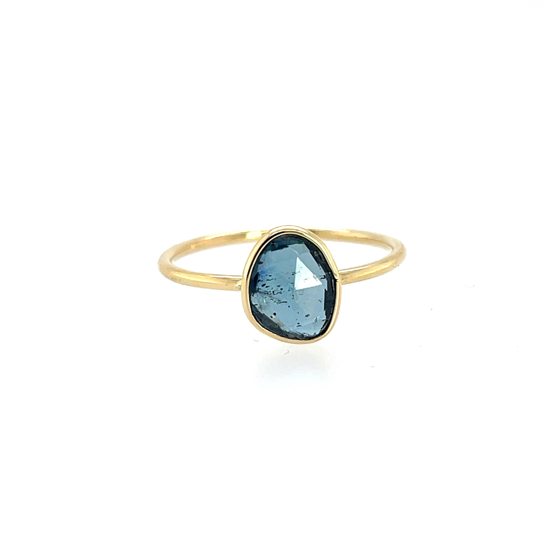 14kt gouden ring met Teal Kyaniet