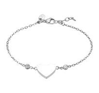 De armband is in staal. De armband heeft in het midden een hartje en aan ieders zijde een zirkonium steentje. 