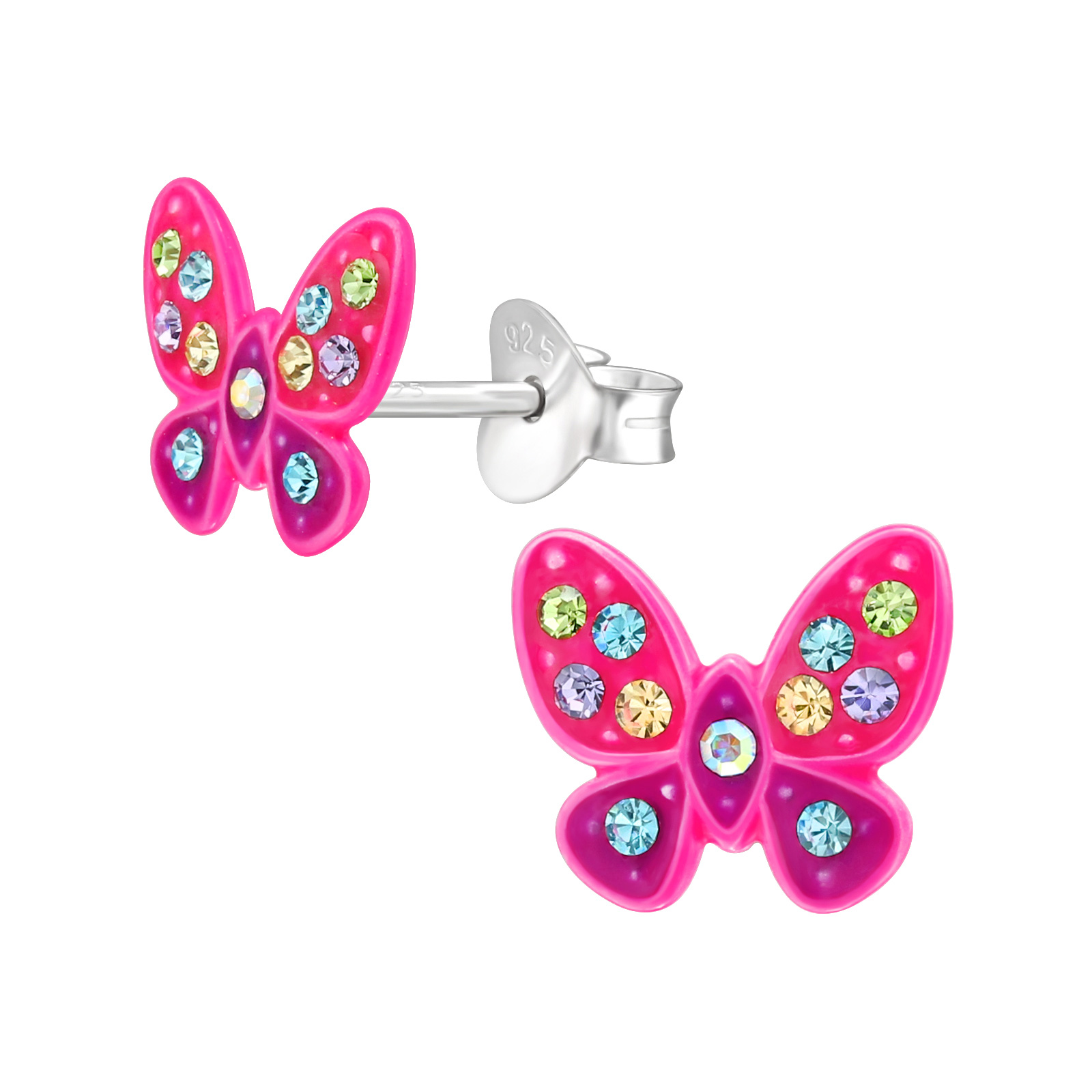 Deze zilveren oorstekers met roze vlinder en zirkonia, modelnummer 48447, zijn elegante rhodium-geplateerde oorbellen met een mooie briljant geslepen roze zirkonia. Met een afmeting van 6,5 mm zijn ze subtiel maar opvallend. Perfect voor dagelijkse elegantie of een vleugje kleur bij speciale gelegenheden. Draag ze solo voor verfijnde eenvoud of combineer met andere zilveren sieraden voor een complete look.