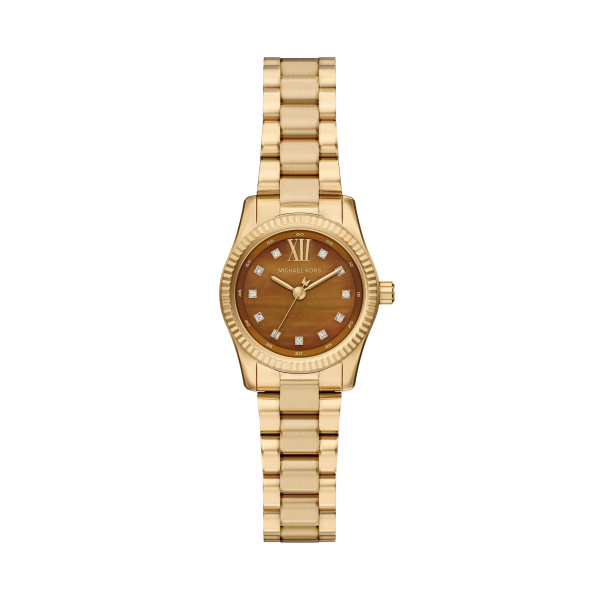 Michael Kors polshorloge met lederen band uit de Lexington collectie. 5 ATM Waterdicht.