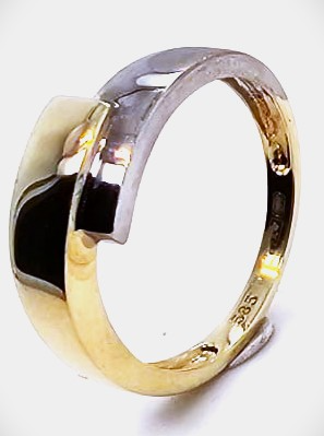 prachtige brede gouden bicolor ring