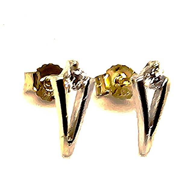 prachtige gouden bicolor oorknoppen met zirconia