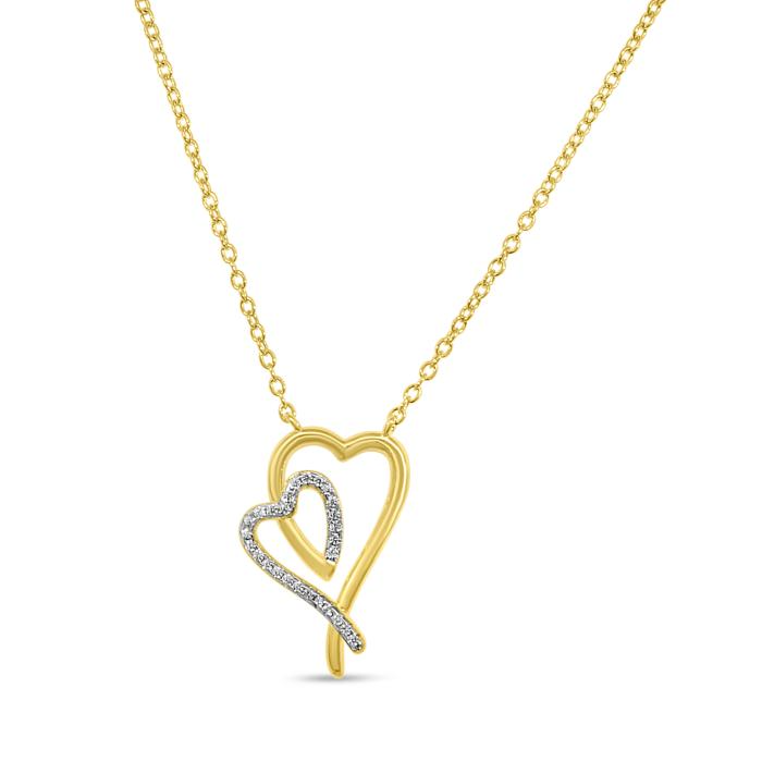 Geelkleurige hart deels gezet met zirconia inclusief ketting