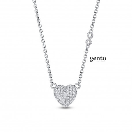 Bol hart gezet met zirconia inclusief ketting 