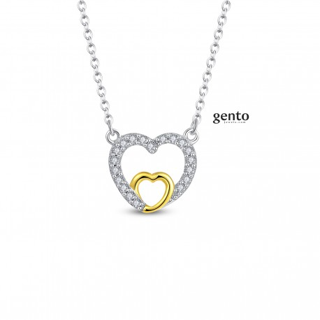 Hart gezet met zirconia inclusief ketting
