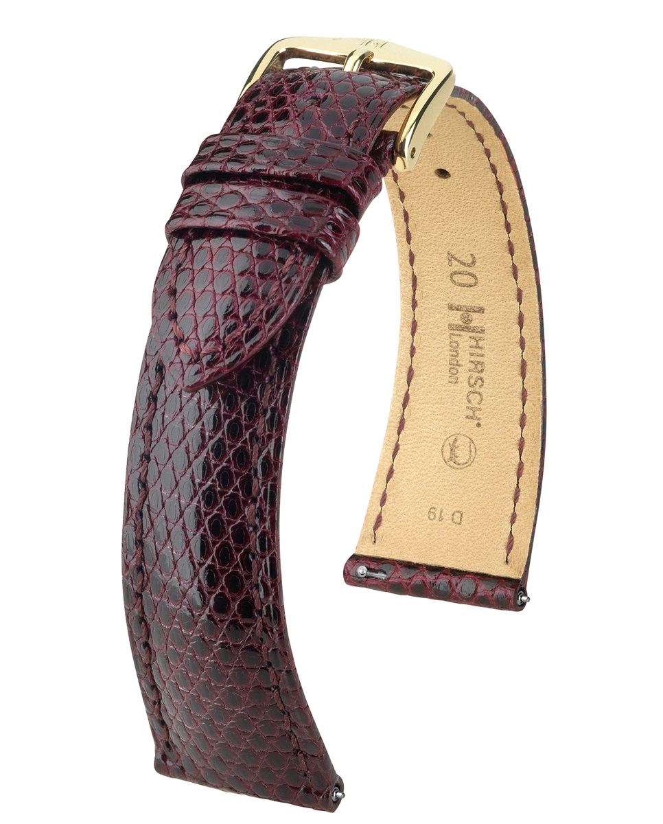 HIRSCH LONDON L BURGUNDY SHINY LIZARD 18/16MM