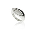 Zilveren ring met briljant, mat/ glanzend geoxideerd