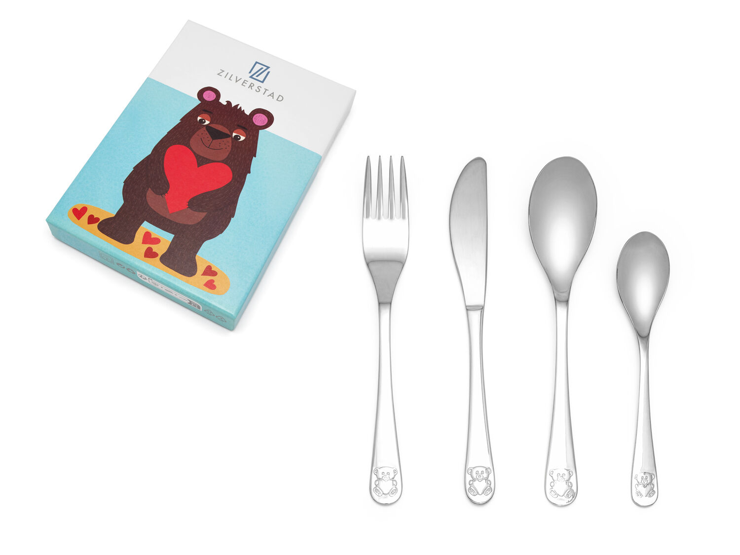 Kindercouvert Beer met Hart, 4-delig.  Naam graveren is gratis.