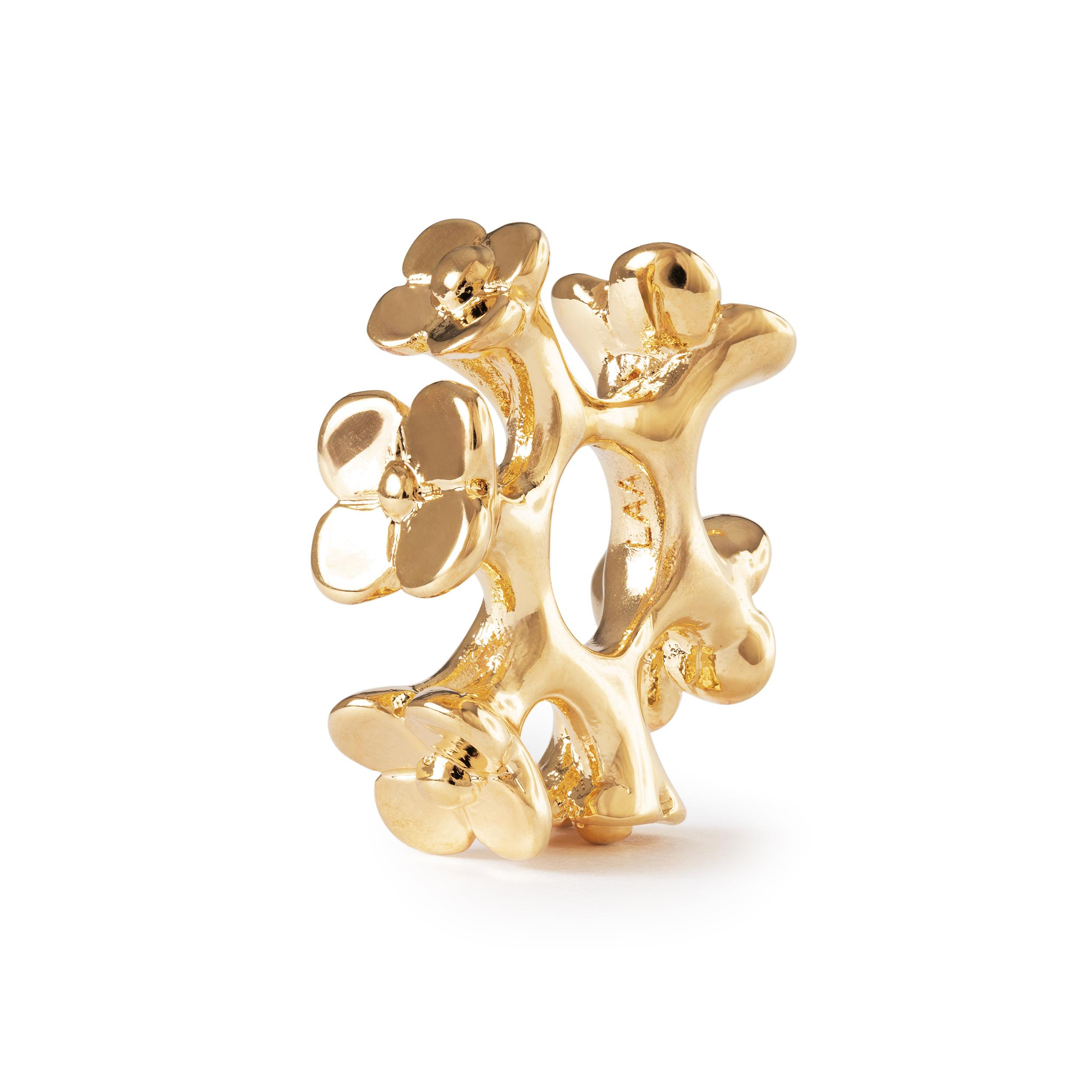 Laat elk bloemblaadje je eraan herinneren om rechtop te staan en te stralen. Een open ring van bloemen, verbonden door stelen, die samen een sierlijk, bloeiende kroon vormen.