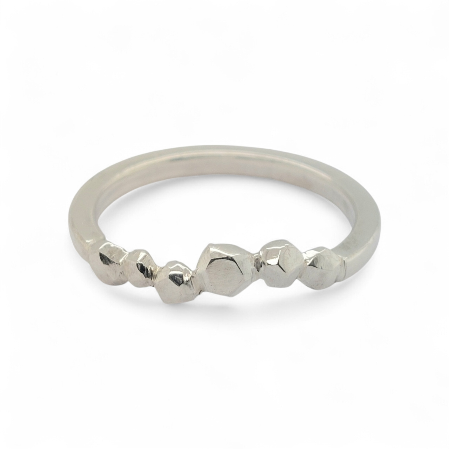 Zilveren ring met blokjes