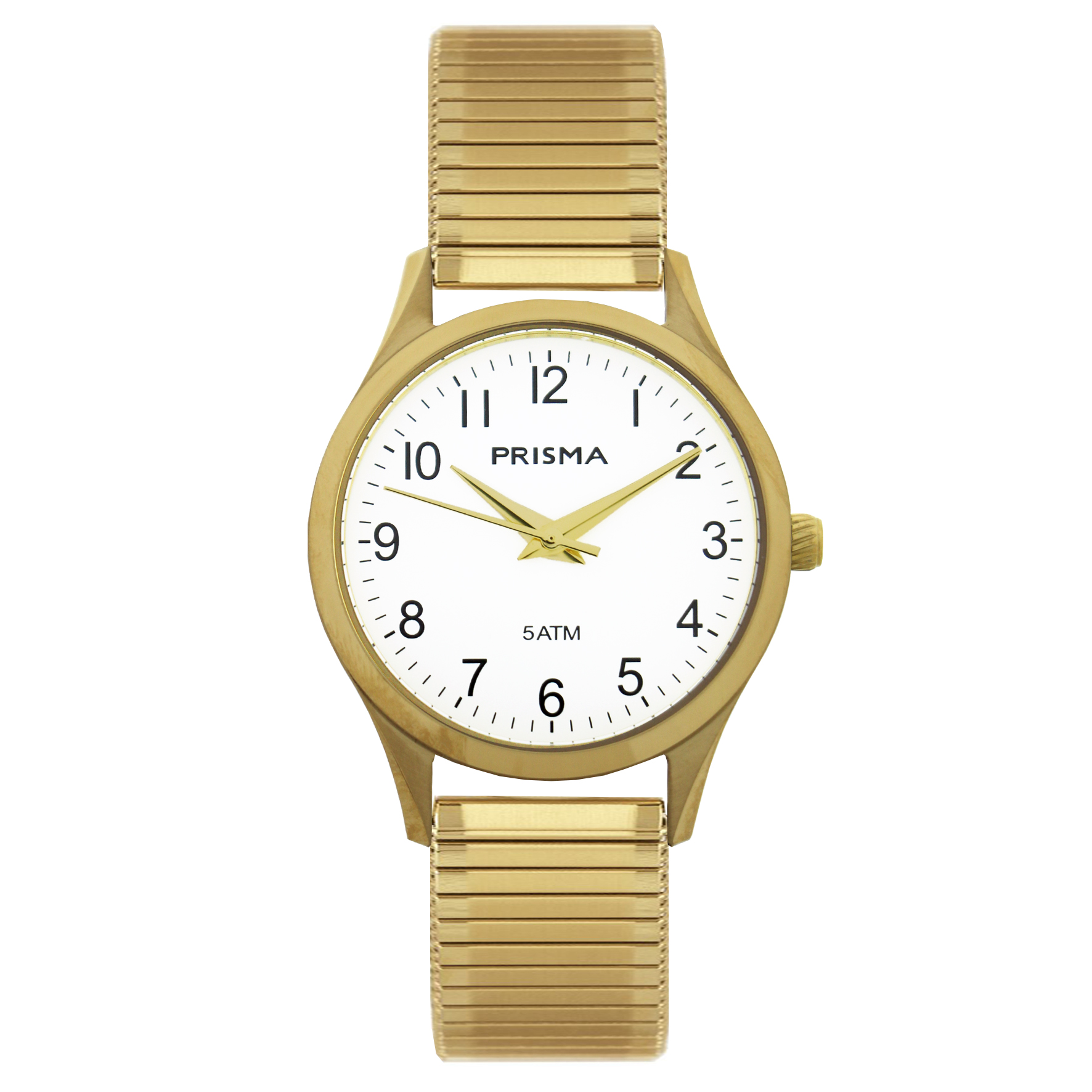 Prisma horloge P1158 dames edelstaal 5 ATM 

Algemeen
Geslacht: dames
Model: P1158

Voordelen
- rekband sluit naadloos aan op de huid
- band edelstaal goudkleurig
- wijzerplaat goudkleurig met goudkleurige cijfers (arabisch)
- duidelijke tijdsweergave
- spat waterdicht: handenwassen, regen
- quartz
- maat kast 29mm (breedte) 7.8mm (dikte)

