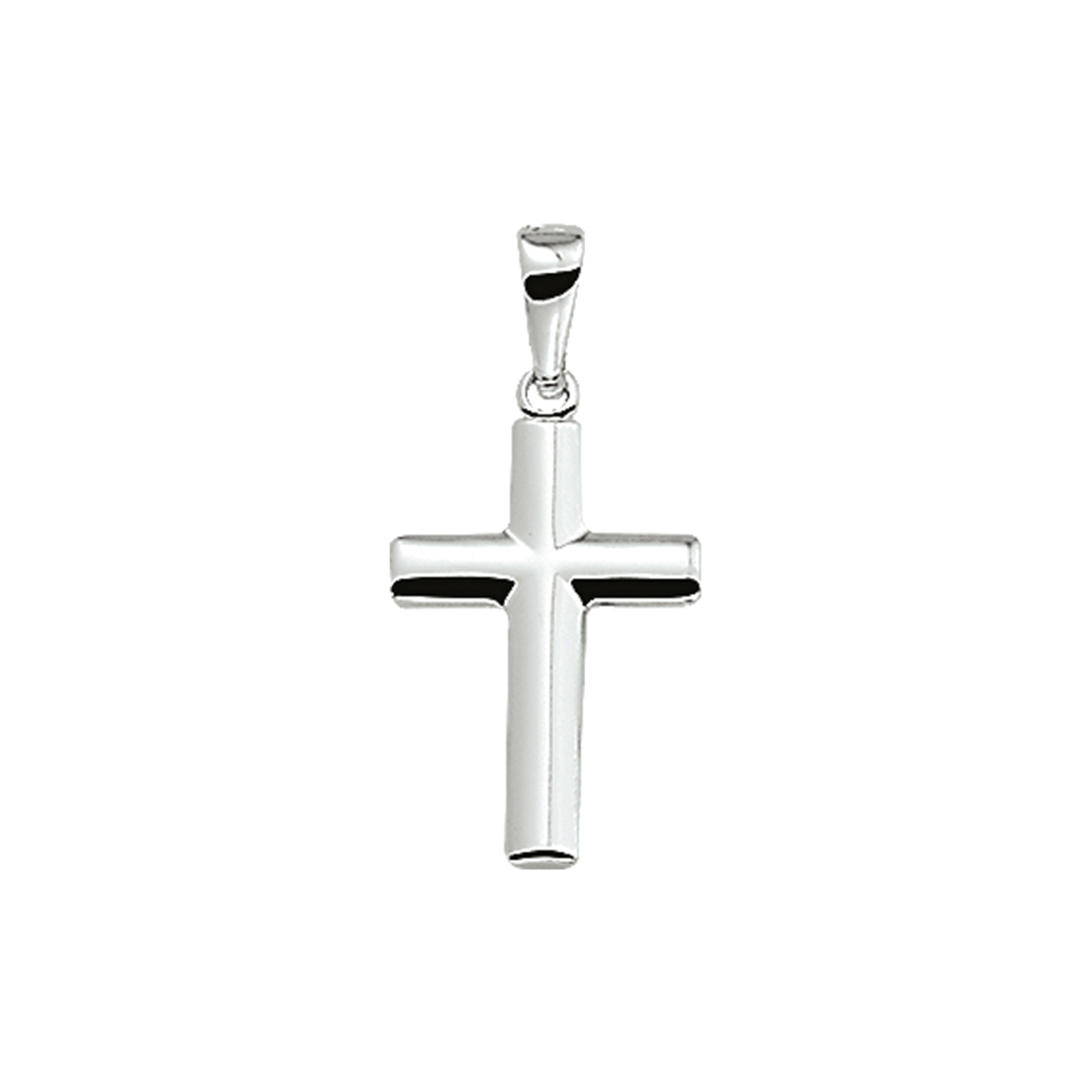 Zilveren hanger met een kruis.