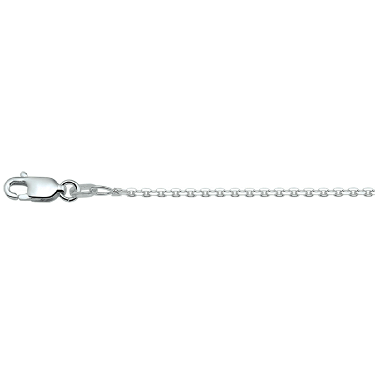 Zilveren anker collier met een draaglengte van 41cm en een extensie van 4cm. Uitgevoerd met een karabijn sluiting. De schakelbreedte is 1.1mm.