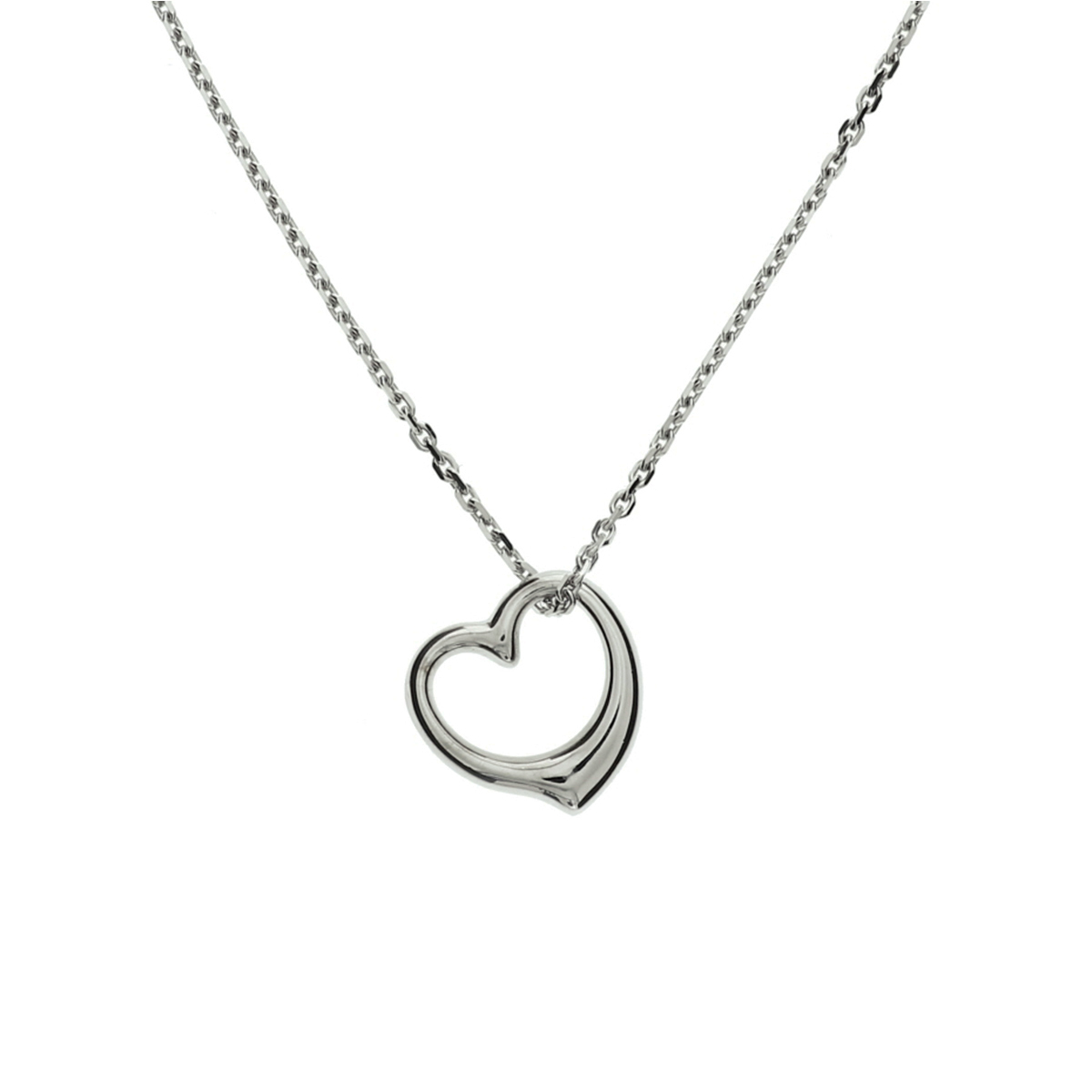 Gerhodineerd zilveren collier met een hart. De lengte bedraagt 41cm met 4cm extensie.