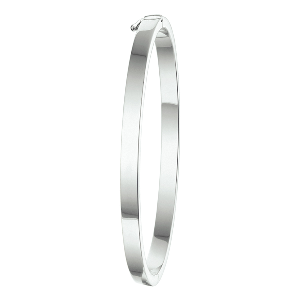 De Bangle scharnier 4 mm vlakke buis (modelnummer 1324526) is een elegante slavisch armband in zilverkleur, gemaakt van gerhodineerd materiaal. Het heeft een diameter van 60 mm en is glanzend afgewerkt. Draag deze armband alleen of combineer met andere sieraden voor een verfijnde look. Perfect voor zowel formele als casual gelegenheden. Gewicht: 9,5 gram.