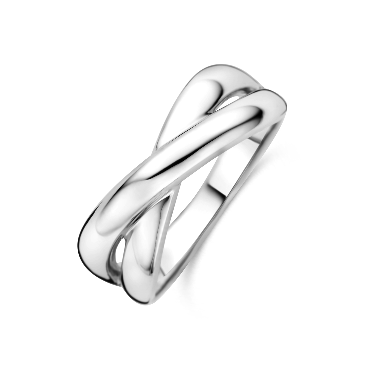 Gerhodineerd zilveren ring met een breedte van 7.5mm.