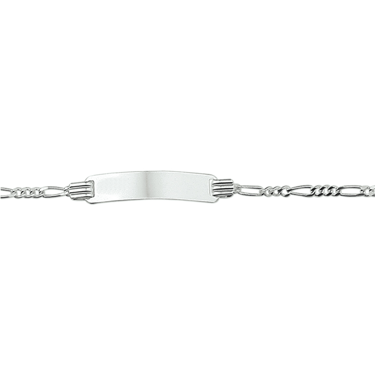 Gerhodineerd zilveren graveerarmband met draaglengtes van 13 en 15cm. De breedte van de graveerplaat bedraagt 4.8mm en de dikte is 0.7mm. Uitgevoerd met een stevige karabijn sluiting.