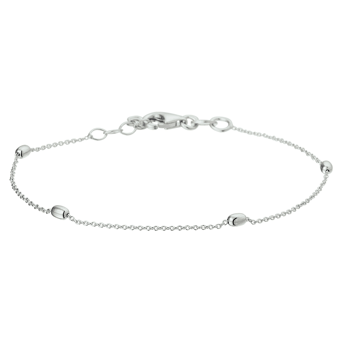 Gerhodineerd zilveren 1mm bolletjes armband met een lengte van 17cm en een extensie van 2cm uitgevoerd met een stevige karabijn sluiting. De bolletjes hebben een afmeting van 2.5x3.6mm. De armband is te combineren met bijpassende sieraden uit onze collectie.