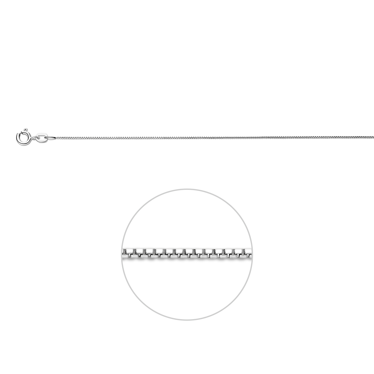 Gerhodineerd zilveren lengteartikel met een venetiaanse schakel van 0.9mm.