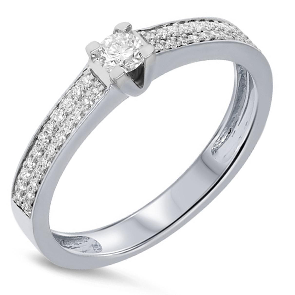 Witgouden ring met briljant 1x0.13 H SI/ 44-0.17 HSI