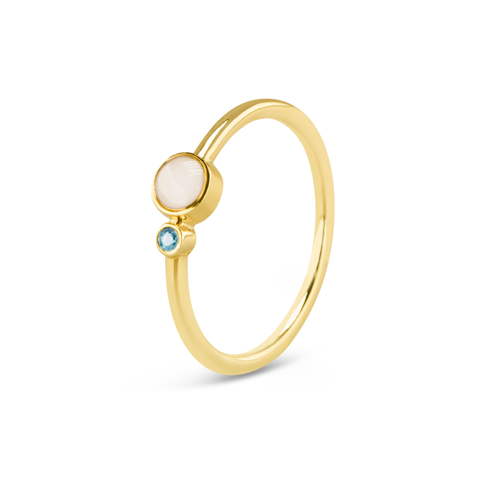 Gouden geboortesteen-ring waar as, haar of moedermelk in verwerkt kan worden. Dit sieraad wordt zichtbaar aan de bovenkant gevuld en wordt vermengd met onze speciale hars. Het mengsel van hars kan in elke kleur gemaakt worden. 

De ring is verkrijgbaar vanaf &euro;275,- in geel-, wit- en ros&eacute;goud.