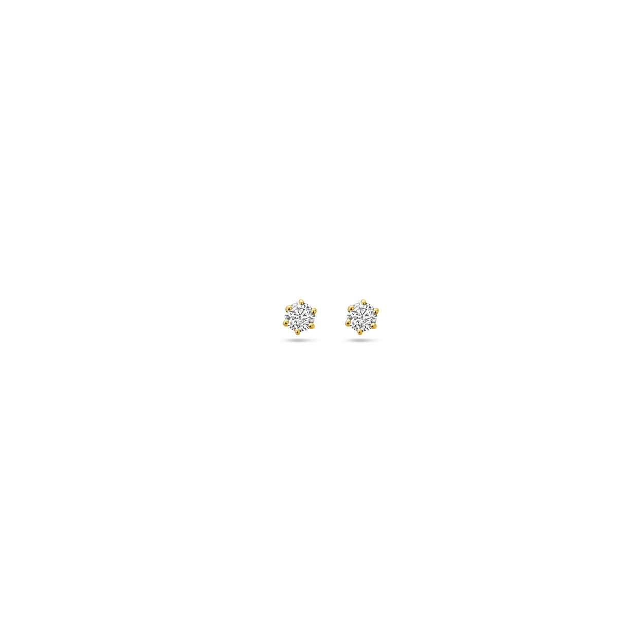14k Geelgouden oorknoppen uitgevoerd met diamant. (0,15) H/SI
