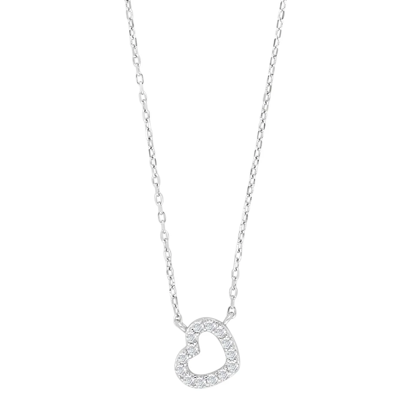 Zarte Kinderhalskette aus rhodiniertem 925er Sterling-Silber mit klassischem Herz-Anh&auml;nger und funkelndem Zirkonia. Das zeitlose Design macht die Kette zu einem liebevollen Alltagsbegleiter oder zu einer sch&ouml;nen Geschenkidee f&uuml;r besondere Anl&auml;sse. Die Rhodinierung sch&uuml;tzt das Silber vor dem Anlaufen und sorgt f&uuml;r langanhaltenden Glanz sowie hohen Tragekomfort.