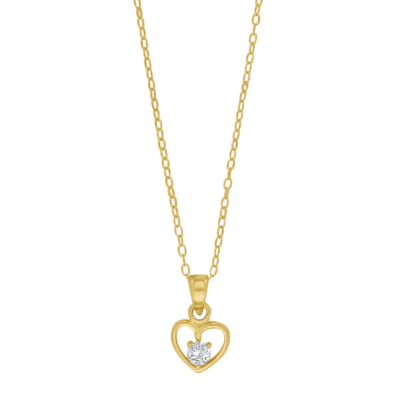 Zeitlose Kinderhalskette aus vergoldetem 925er Sterling-Silber mit klassischem Herz-Anh&auml;nger und funkelndem Zirkonia. Das schlichte, elegante Design macht die Kette zu einem vielseitigen Alltagsbegleiter oder zu einer liebevollen Geschenkidee f&uuml;r besondere Anl&auml;sse. Die hochwertige Vergoldung sorgt f&uuml;r einen warmen Goldton und angenehmen Tragekomfort.
